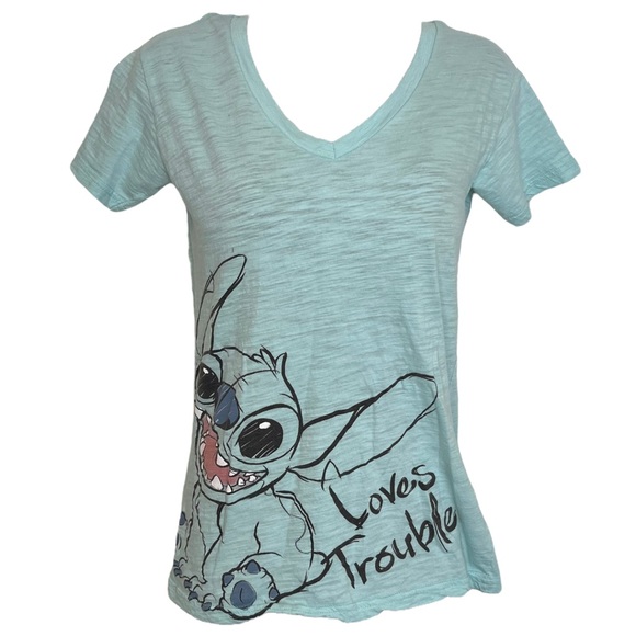 Lilo and Stitch "Loves Trouble" V Neck T Shirt - Picture 3 of 10
